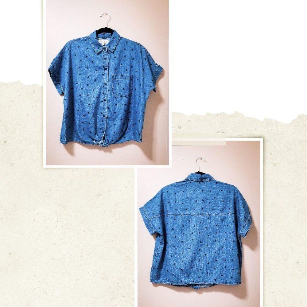 MADWELL Demin Heart Print Top